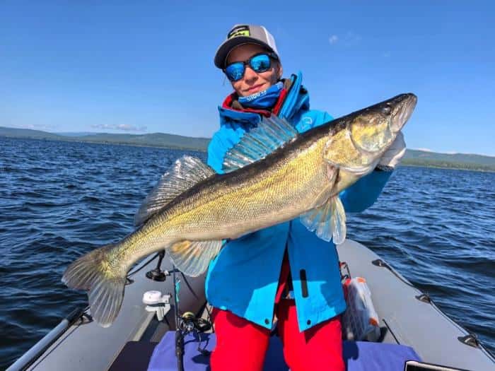 «Потеряла равновесие, но спиннинг не выпустила»: свердловчанка поймала крупного судака на рыбалке