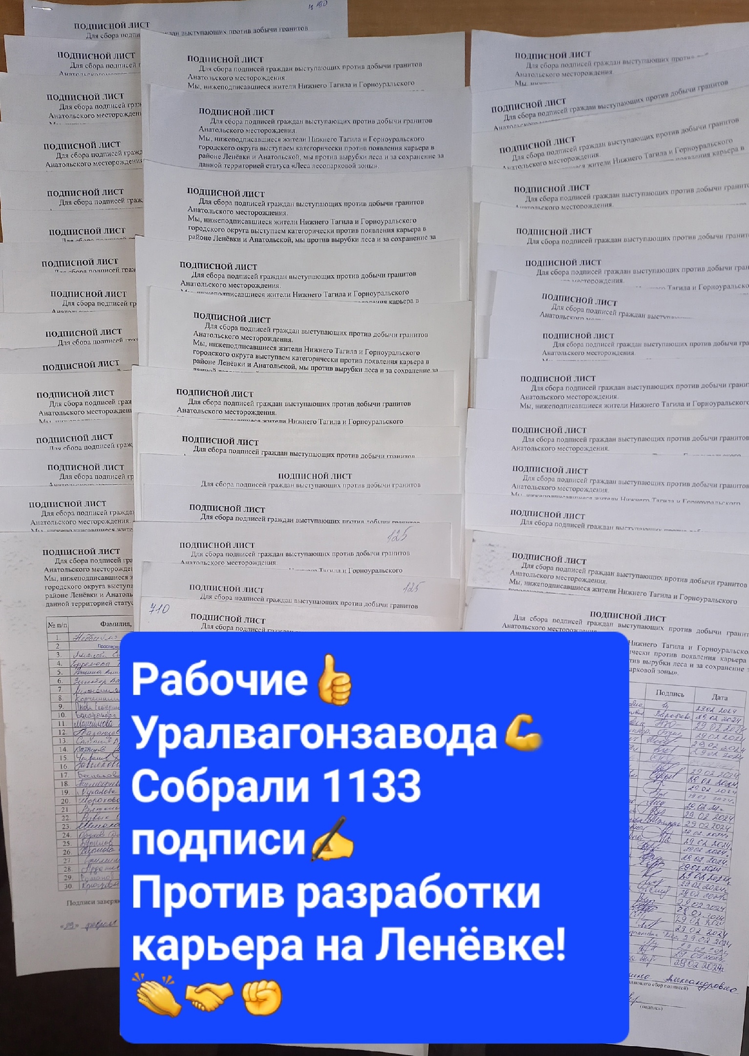 Рабочие УВЗ собрали 1133 подписи против вырубки леса и разработки щебеночного карьера на Ленёвке