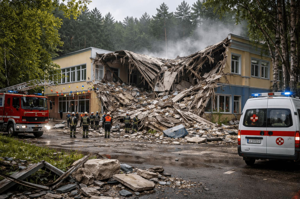 В санатории «Самоцвет» на Урале обрушилась часть здания — пострадавших нет | В санатории на Урале обрушилась стена здания